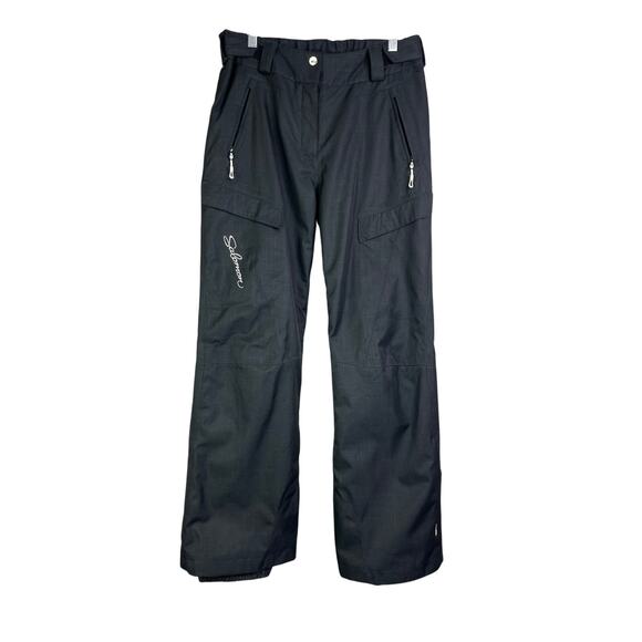 Salomon Ski Pants Mens Medium Black Cargo Zip Pockets Clima Pro Adjustable Waist - Picture 1 of 11